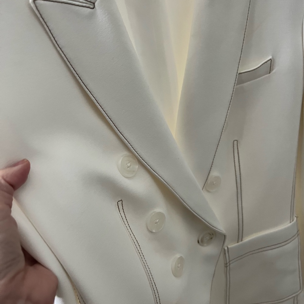 Veronica Beard Spring ☀️Dickey Jacket COSMO White topstitched brown MSRP $635